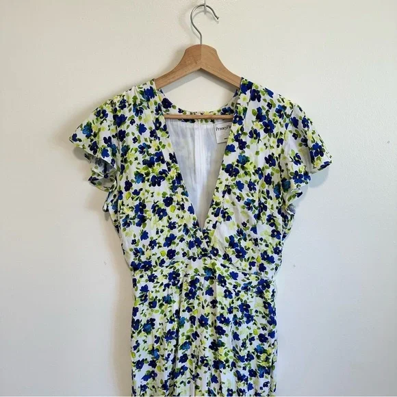 Privacy Please Floral Goodwin Cropped Jumpsuit Blue and Green Floral Small - Picture 4 of 7